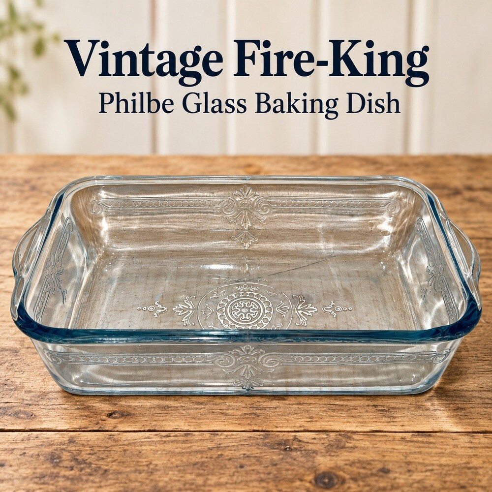 Vintage 1940's Fire King Philbe Pattern Sapphire Blue Depression Glass Loaf Pan